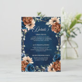 Terracotta Navy Blue Greenery Wedding Details Encl Informatiekaartje (Staand voorkant)