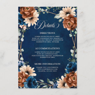 Terracotta Navy Blue Greenery Wedding Details Encl Informatiekaartje