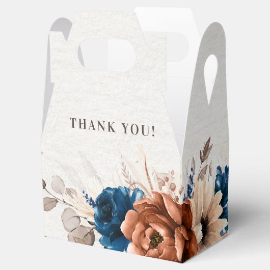 Terracotta Navy Blue Pampas Grass Rustic Wedding Bedankdoosjes (Geopend)