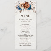 Terracotta Navy Blue Pampas Grass Rustic Wedding Menu (Voorkant)