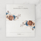 Terracotta Navy Blue Pampas Grass Rustic Wedding Plaatskaartje (Buitenkant ongevouwen)