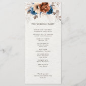 Terracotta Navy Blue Pampas Grass Rustic Wedding Programmakaart (Achterkant)