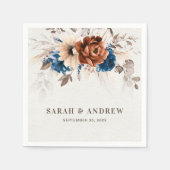 Terracotta Navy Blue Pampas Grass Rustic Wedding Servet (Voorkant)