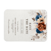 Terracotta Navy Blue Pampas Grass Save the Date Magneet (Horizontaal)