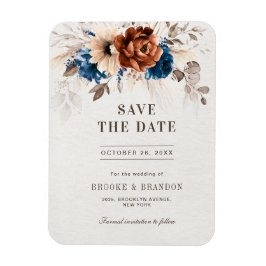 Terracotta Navy Blue Pampas Grass Save the Date Magneet