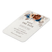 Terracotta Navy Blue Pampas Grass Save the Date Magneet (Linkerzijde)