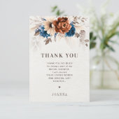 Terracotta Navy Blue Pampas Grass Vrijgezellenfees Bedankkaart (Staand voorkant)