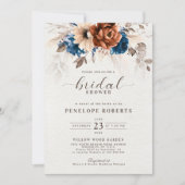 Terracotta Navy Blue Pampas Grass Vrijgezellenfees Kaart (Voorkant)