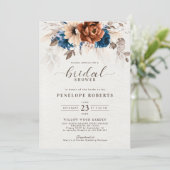 Terracotta Navy Blue Pampas Grass Vrijgezellenfees Kaart (Staand voorkant)