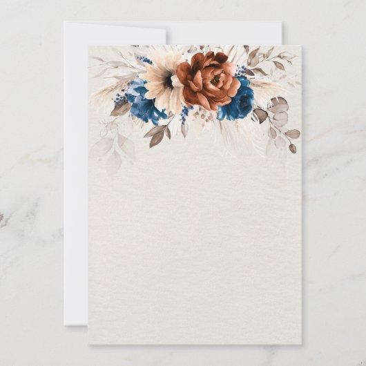 Terracotta Navy Blue Pampas Grass Vrijgezellenfees Kaart (Achterkant)