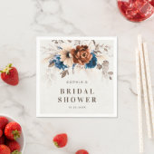 Terracotta Navy Blue Pampas Grass Vrijgezellenfees Servet (Insitu)