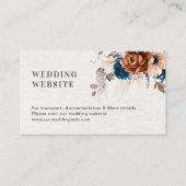 Terracotta Navy Blue Pampas Grass Wedding Website Informatiekaartje (Voorkant)