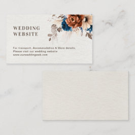 Terracotta Navy Blue Pampas Grass Wedding Website Informatiekaartje