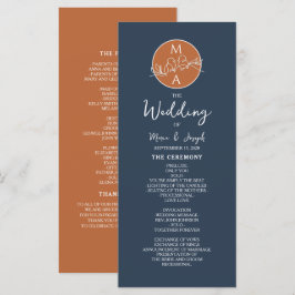 Terracotta Navy Blue Trouwprogramma Programmakaart
