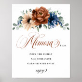 Terracotta Navy Blue Vrijgezellenfeest Mimosa Bar  Poster (Voorkant)