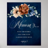 Terracotta Navy Blue Vrijgezellenfeest Mimosa Bar  Poster (Voorkant)