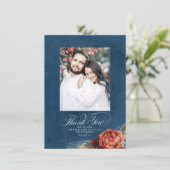 Terracotta Navy Blue Wedding Bedankkaart (Staand voorkant)