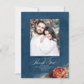Terracotta Navy Blue Wedding Bedankkaart (Voorkant)