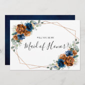 Terracotta Navy Blue, word je mijn dienstmeisje? Kaart (Voorkant / Achterkant)