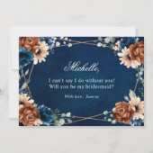 Terracotta Navy Blue zal je mijn bruidsmeisje zijn Kaart (Achterkant)