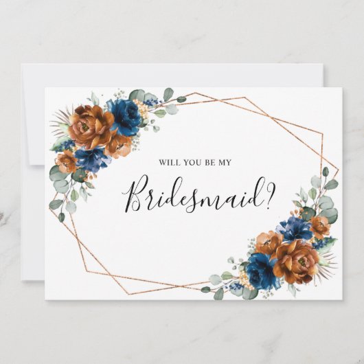 Terracotta Navy Blue zal je zijn mijn Bridesmaid Kaart (Voorkant)