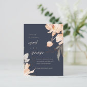 TERRACOTTA NAVY BROWN FLORAL BEWAREN DE DATUM KAAR AANKONDIGINGSKAART (Staand voorkant)