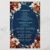 Terracotta Navy Burgundy Geometric Wedding Program (Achterkant)
