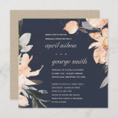 TERRACOTTA NAVY FLORAL REHEARSAL DINNER INVITE BEDANKKAART (Voorkant / Achterkant)