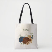terracotta navy floral tote bag (Voorkant)