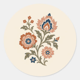 Terracotta Navy Gebloemde Trouw Ronde Sticker