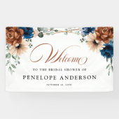 Terracotta Navy Geometrisch Vrijgezellenfeest Welk Spandoek (Horizontaal)