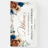 Terracotta Navy Geometrisch Vrijgezellenfeest Welk Spandoek (Verticaal)