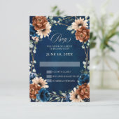 Terracotta Navy Green Geometrische RSVP-kaart Kaart (Staand voorkant)
