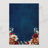 Terracotta Navy Greenery Bourgogne Wedding Details Informatiekaartje (Achterkant)