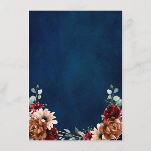 Terracotta Navy Greenery Bourgogne Wedding Details Informatiekaartje (Achterkant)