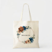 Terracotta Navy Greenery Geometric Bridesmaid Gift Tote Bag (Voorkant)