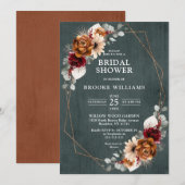 Terracotta Navy Greenery Geometric Vrijgezellenfee Kaart (Voorkant / Achterkant)