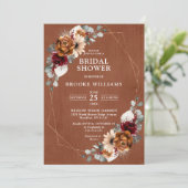 Terracotta Navy Greenery Geometric Vrijgezellenfee Kaart (Staand voorkant)