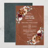 Terracotta Navy Greenery Geometric Vrijgezellenfee Kaart (Voorkant / Achterkant)