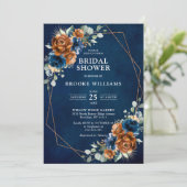 Terracotta Navy Greenery Geometric Vrijgezellenfee Kaart (Staand voorkant)