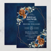 Terracotta Navy Greenery Geometric Vrijgezellenfee Kaart (Voorkant / Achterkant)