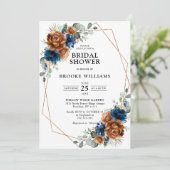 Terracotta Navy Greenery Geometric Vrijgezellenfee Kaart (Staand voorkant)