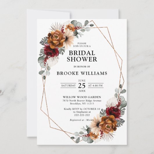 Terracotta Navy Greenery Geometric Vrijgezellenfee Kaart (Voorkant)