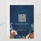 Terracotta Navy Greenery Geometrische bruiloft QR- Kaart (Achterkant)