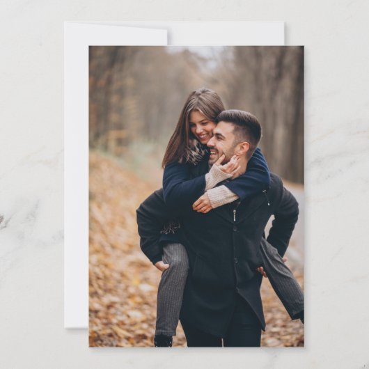 Terracotta Navy Greenery Geometrische foto bruilof Kaart (Achterkant)