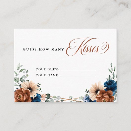 Terracotta Navy Greenery Raad eens hoeveel kussen Informatiekaartje (Voorkant)