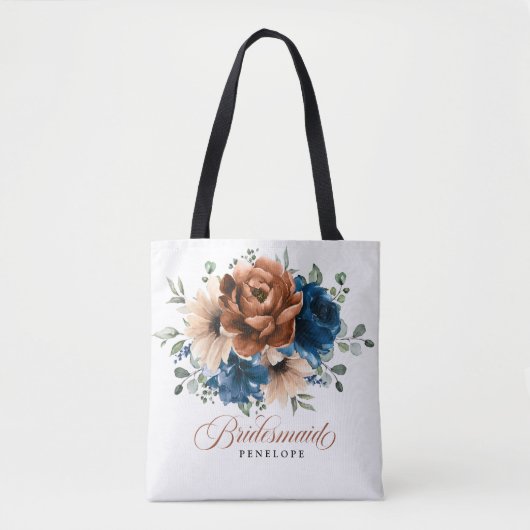 Terracotta Navy Groen Bruidsmeisje Gift Tote Bag (Voorkant)