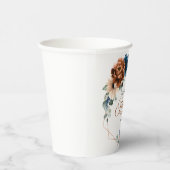 Terracotta Navy Groene Geometrische Bruidsdiner Papieren Bekers (Rechts)