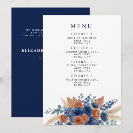 Terracotta Navy Pampas Groene Begroeiing Moderne T Menu