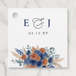 Terracotta Navy Pampas Groene Moderne Trouwdag Bedankjes Labels